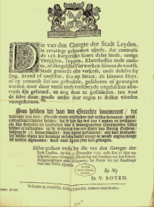 Dat de invloed van Calvijn reikte tot in Nederland blijkt uit dit document.  Het is een vuurwerkverbod voor de stad Leiden in 1735. Bij overtreding moest een boete betaald worden van 30 zilveren guldens, dit is nu ruim 1200 euro.